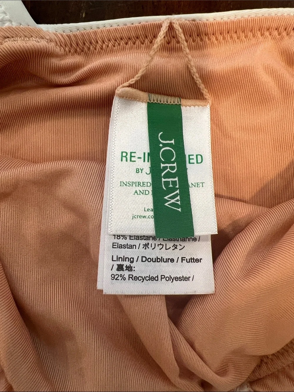 J. Crew White Tag One-Piece with Peach Lining